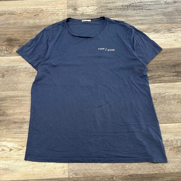 Marine Layer T-Shirt Turn River Capital Blue Mens L Crewneck Lightweight USA - Picture 1 of 9